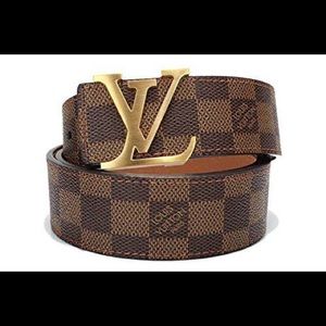 Brown-Gold fashion leather metal buckle belt 110cm